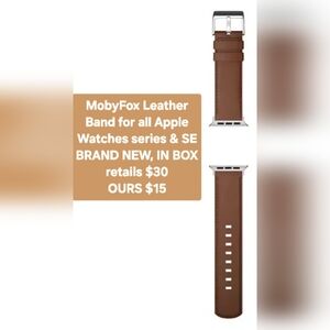 NIB MobyFox Brown Leather Band for all Apple Watches series & SE